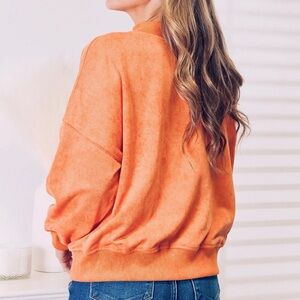Caramel Orange Basic Bae Round Neck Dropped Shoulder Sweatshirt NWT Bout…